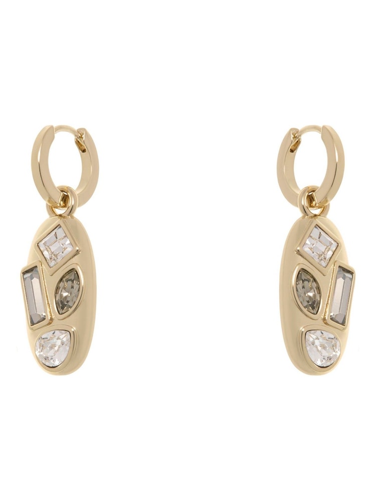 Karen Millen Gold Tone Crystal Pebble Drop Earrings - Image 6 of 6