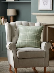 Sage Green Windowpane Check 100% Cotton Rectangular Cushion - Image 1 of 5