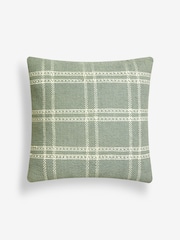 Sage Green Windowpane Check 100% Cotton Rectangular Cushion - Image 2 of 5