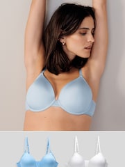 Blue/White 2 Pack Light Pad Full Cup Smoothing T-Shirt Bra - Image 1 of 8