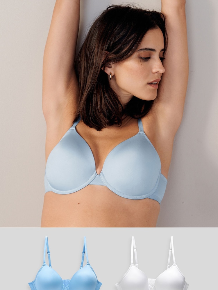 Blue/White 2 Pack Light Pad Full Cup Smoothing T-Shirt Bra - Image 1 of 8