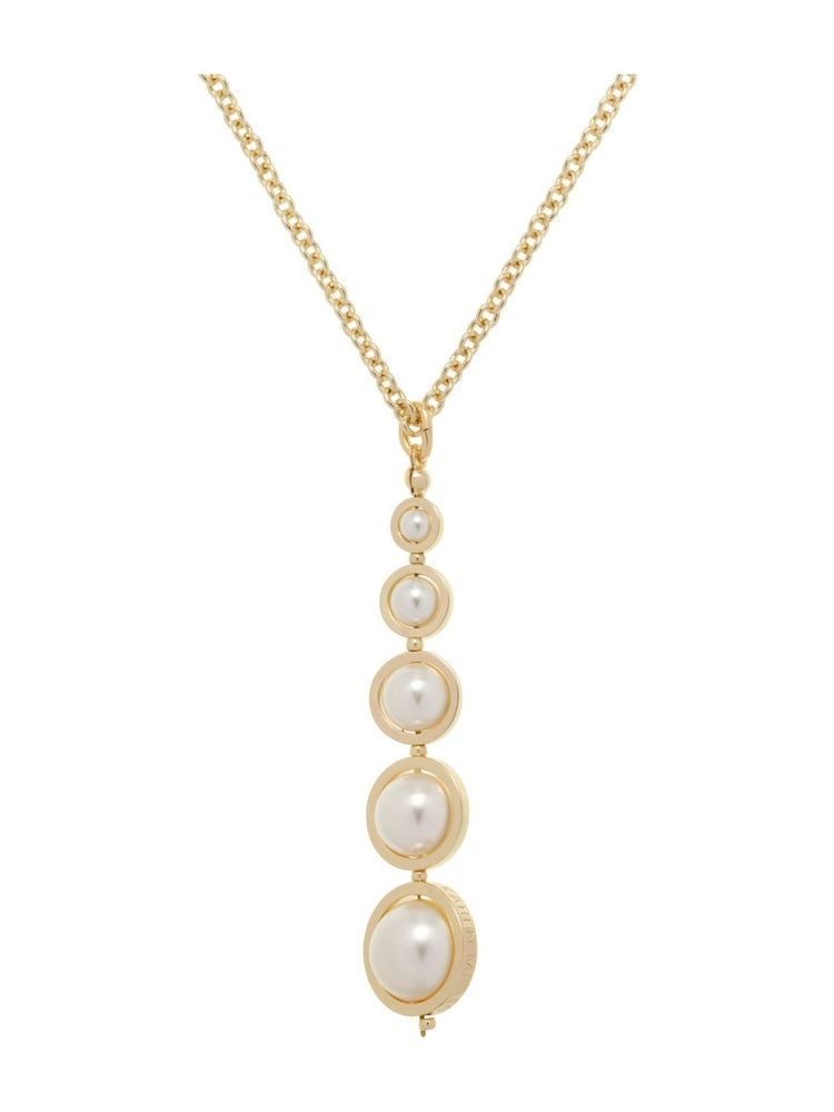 Karen Millen Gold Tone Logo Pearl Pendant Necklace - Image 1 of 6 Karen Millen Gold Tone Logo Pearl Pendant Necklace - Image 1 of 6