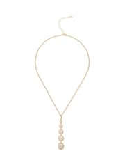 Karen Millen Gold Tone Logo Pearl Pendant Necklace - Image 3 of 6