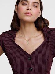 Karen Millen Gold Tone Crystal Pebble Pendant Necklace - Image 3 of 6