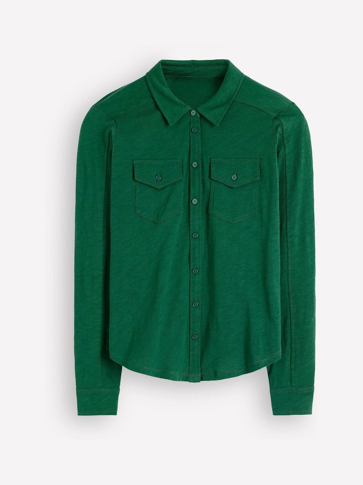 Boden Green Seam Detail Jersey Shirt - Image 1 of 4 Boden Green Seam Detail Jersey Shirt - Image 1 of 4