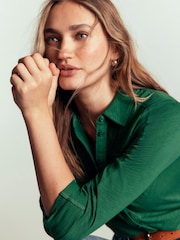 Boden Green Seam Detail Jersey Shirt - Image 3 of 4