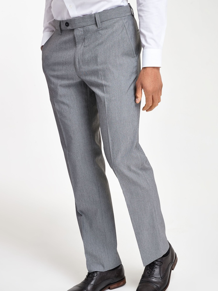 Light Grey Regular Fit Stretch Smart Trousers - Image 1 of 5
