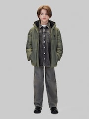 Calvin Klein Blue Kids Hooded Puffer Coat - Image 3 of 5