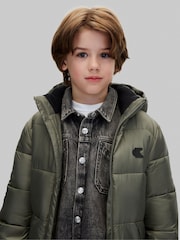 Calvin Klein Blue Kids Hooded Puffer Coat - Image 4 of 5