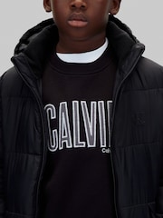 Calvin Klein PVH Black Kids Hooded Puffer Coat - Image 4 of 4