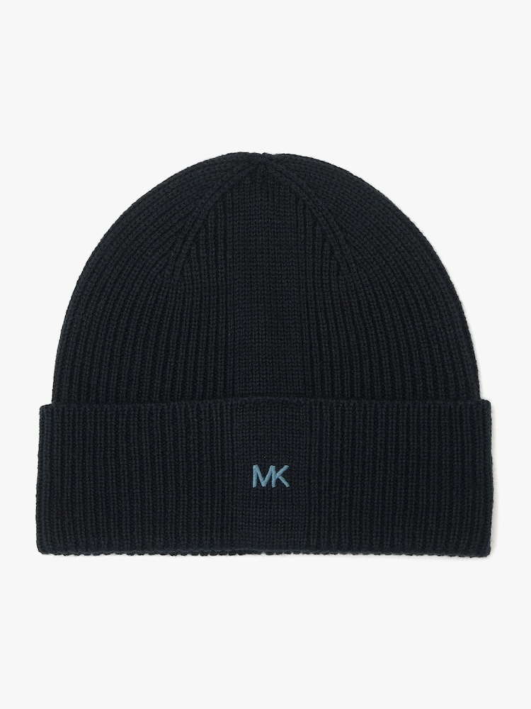 Michael Kors Navy Engineered Rib Cuff Hat And Scarf Set - Image 2 of 5 Michael Kors Navy Engineered Rib Cuff Hat And Scarf Set - Image 2 of 5