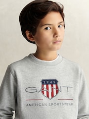 GANT Grey Archive Shield Crew Neck Sweatshirt - Image 3 of 6
