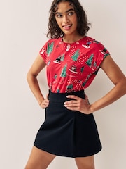 Red Short Sleeve Graphic Christmas T-Shirt - Image 1 of 6