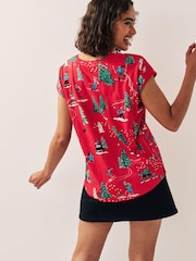 Red Short Sleeve Graphic Christmas T-Shirt - Image 2 of 6