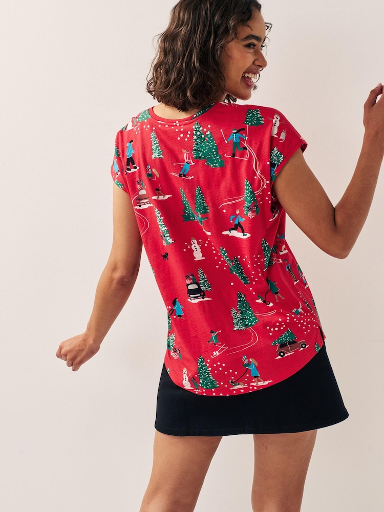 Red Short Sleeve Graphic Christmas T-Shirt - Image 2 of 6