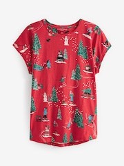 Red Short Sleeve Graphic Christmas T-Shirt - Image 5 of 6