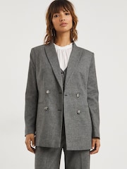 JD Williams Grey Charcoal Marl Double Breasted Blazer - Image 1 of 5