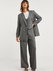 JD Williams Grey Charcoal Marl Double Breasted Blazer - Image 3 of 5