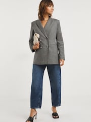 JD Williams Grey Charcoal Marl Double Breasted Blazer - Image 4 of 5
