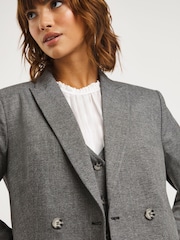JD Williams Grey Charcoal Marl Double Breasted Blazer - Image 5 of 5