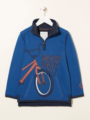 FatFace Blue Half Neck Graphic Sweater - Image 1 of 2