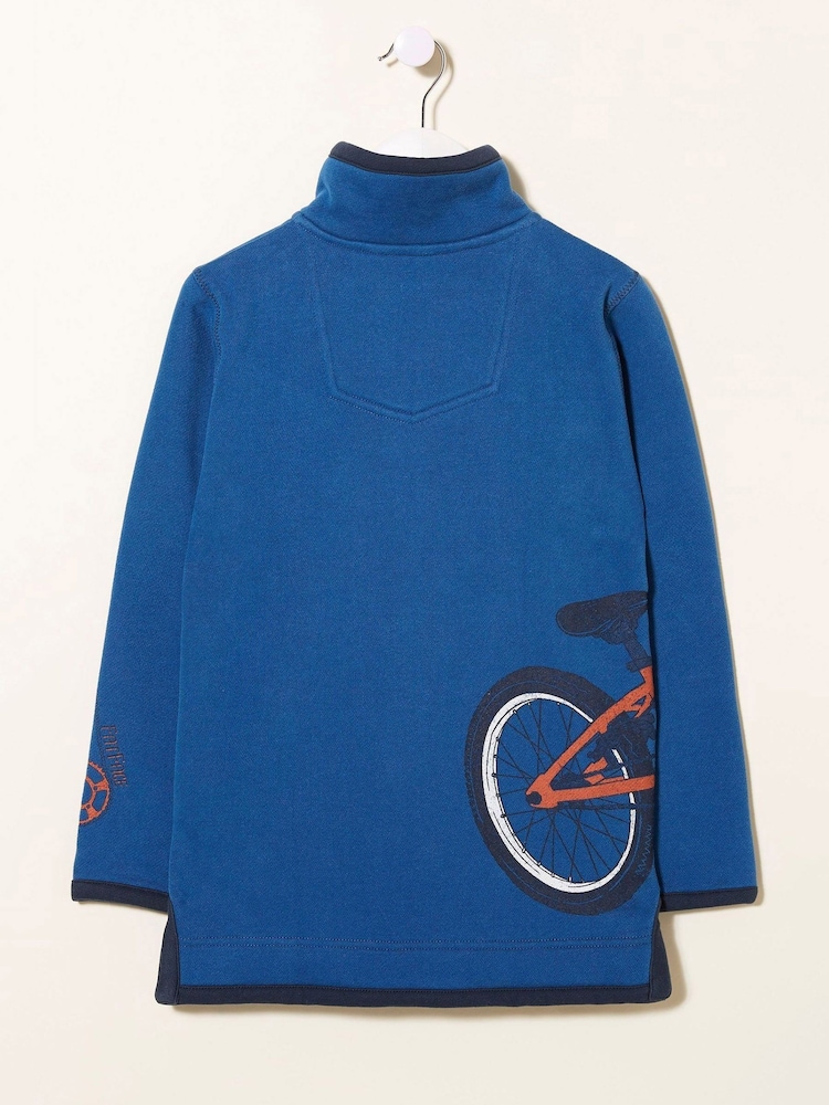 FatFace Blue Half Neck Graphic Sweater - Image 2 of 2