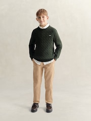GANT Green Shield Cotton Cable Neck Sweater - Image 3 of 6