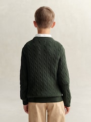 GANT Green Shield Cotton Cable Neck Sweater - Image 4 of 6