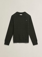 GANT Green Shield Cotton Cable Neck Sweater - Image 5 of 6