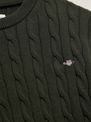 GANT Green Shield Cotton Cable Neck Sweater - Image 6 of 6