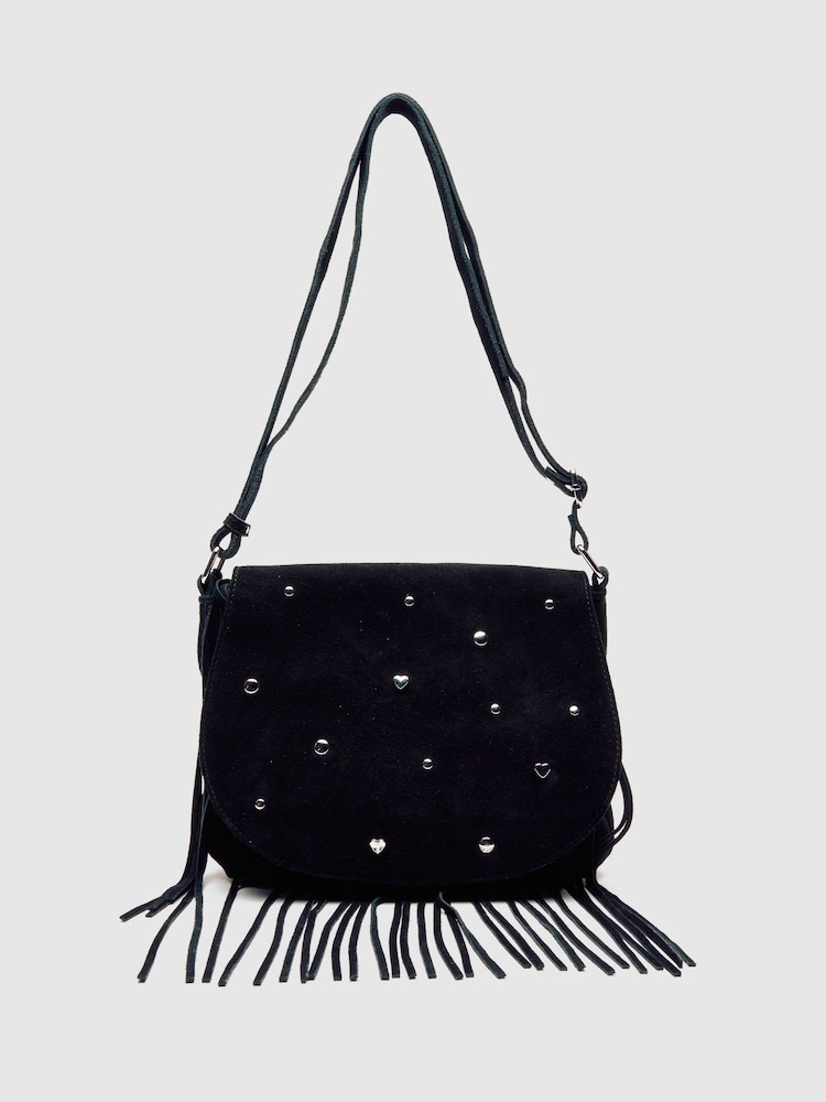 NÚNOO Black Layla Sweetheart Suede Bag - Image 1 of 2 NÚNOO Black Layla Sweetheart Suede Bag - Image 1 of 2