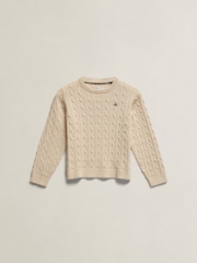 GANT Cream Shield Cotton Cable Neck Sweater - Image 1 of 2