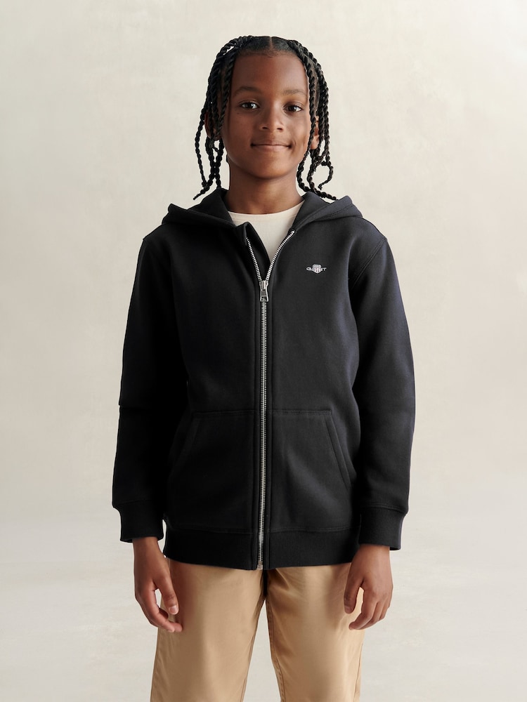 Negro - Sudadera con capucha, cremallera completa y escudo de GANT - Imagen 1 de 4 Negro - Sudadera con capucha, cremallera completa y escudo de GANT - Imagen 1 de 4
