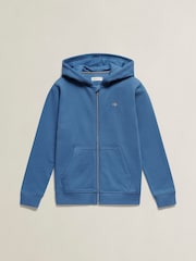 Azul - Sudadera con capucha, cremallera completa y escudo de GANT - Imagen 1 de 2