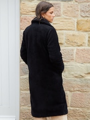 Threadbare Black Longline Borg Teddy Coat - Image 2 of 4