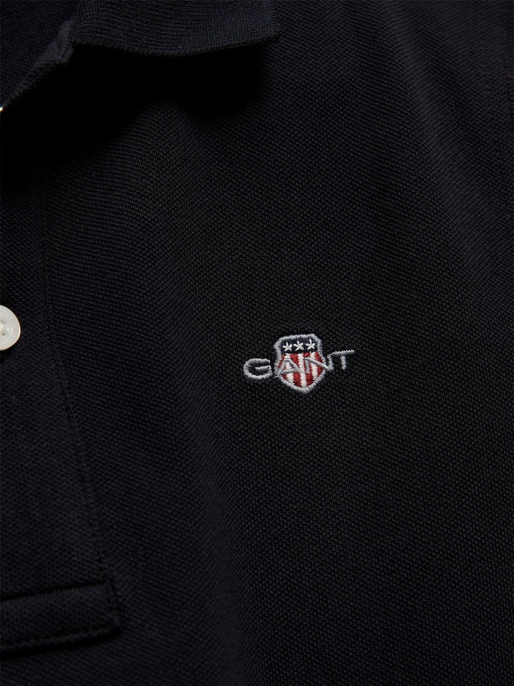 GANT Black Shield Pique Short Sleeve Polo Shirt - Image 6 of 6