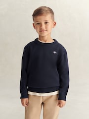 GANT Blue Shield Cotton Crew Neck Sweater - Image 1 of 6