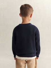 GANT Blue Shield Cotton Crew Neck Sweater - Image 2 of 6