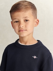 GANT Blue Shield Cotton Crew Neck Sweater - Image 3 of 6
