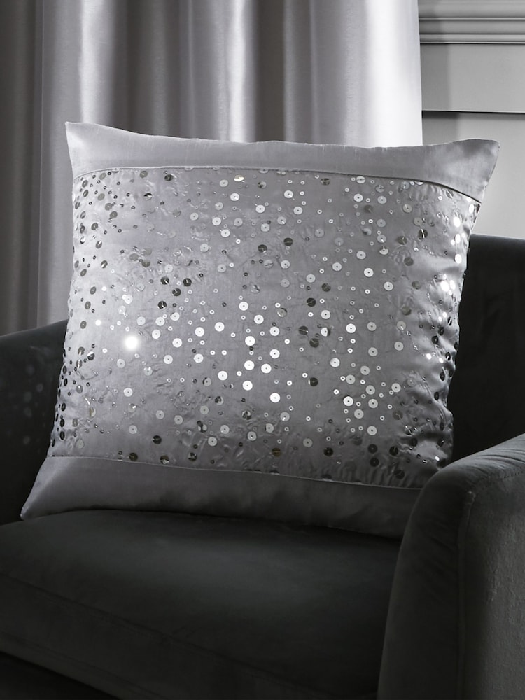 Catherine Lansfield Grey Glitzy Cushion - Image 1 of 2