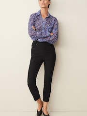 Black Tailored Elastic Back Straight Leg Pull On Trousers - Image 1 of 4