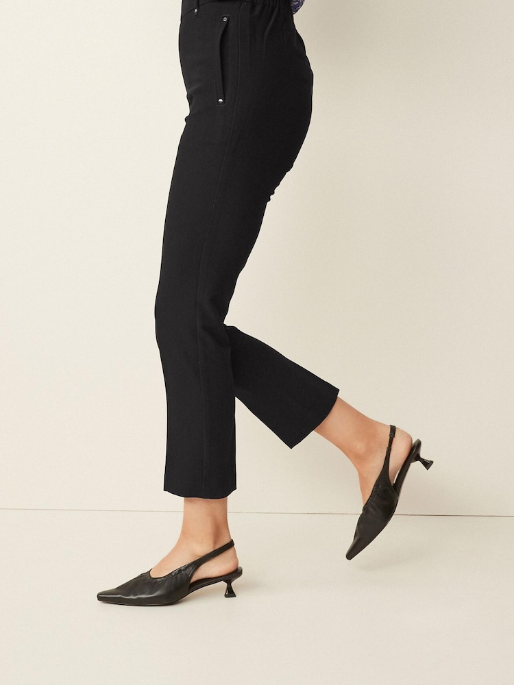 Black Tailored Elastic Back Straight Leg Pull On Trousers - Image 2 of 4