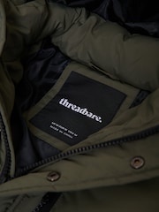 Threadbare Green Showerproof Hooded Longline Puffer Jacket - Image 5 of 5