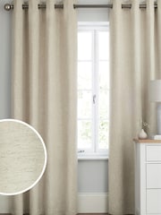Natural Next Linen Look Eyelet Lined Curtains - Image 1 of 4