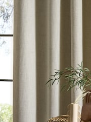 Natural Next Linen Look Eyelet Lined Curtains - Image 3 of 4
