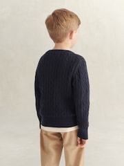 GANT Blue Shield Cotton Cable Neck Sweater - Image 2 of 6