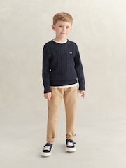 GANT Blue Shield Cotton Cable Neck Sweater - Image 4 of 6