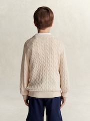 GANT Cream Shield Cotton Cable Neck Sweater - Image 2 of 6