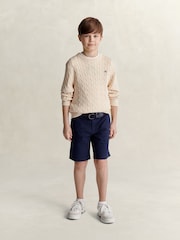 GANT Cream Shield Cotton Cable Neck Sweater - Image 4 of 6