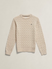 GANT Cream Shield Cotton Cable Neck Sweater - Image 5 of 6